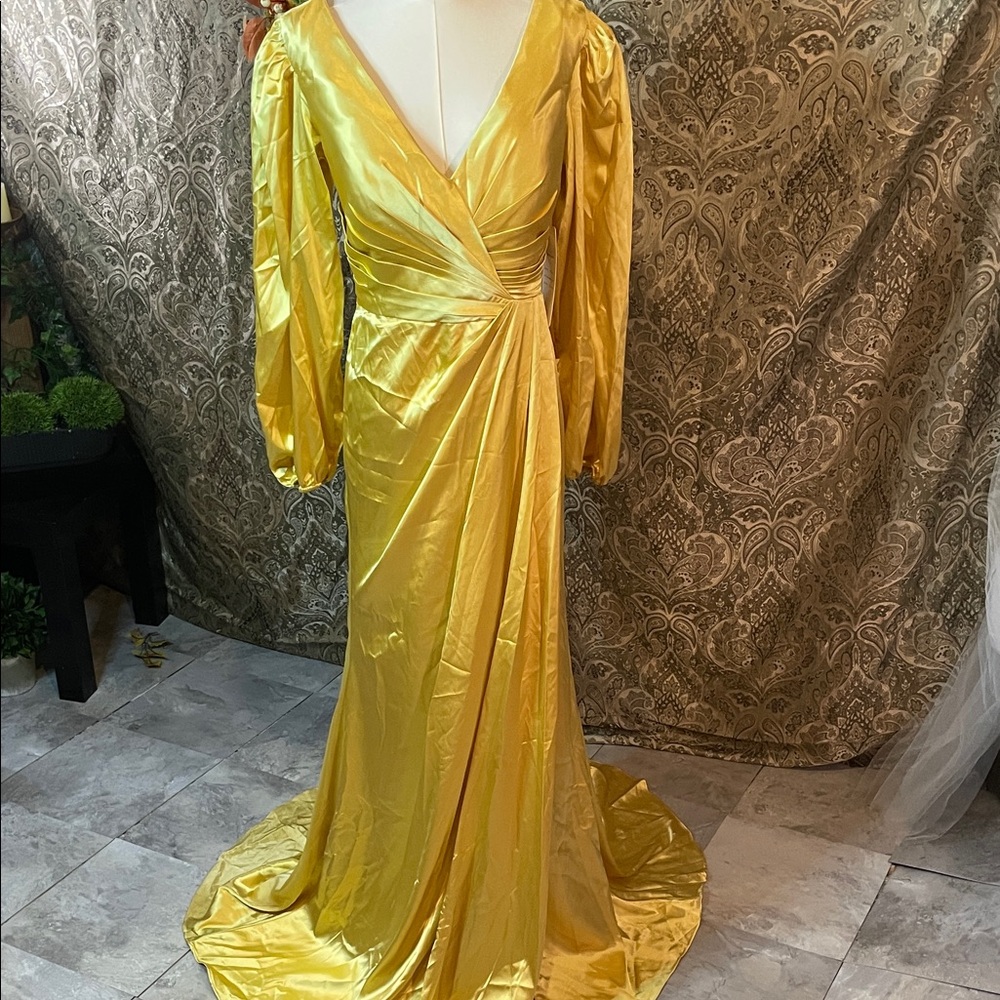 Elegant Gold Long Sleeve Gown